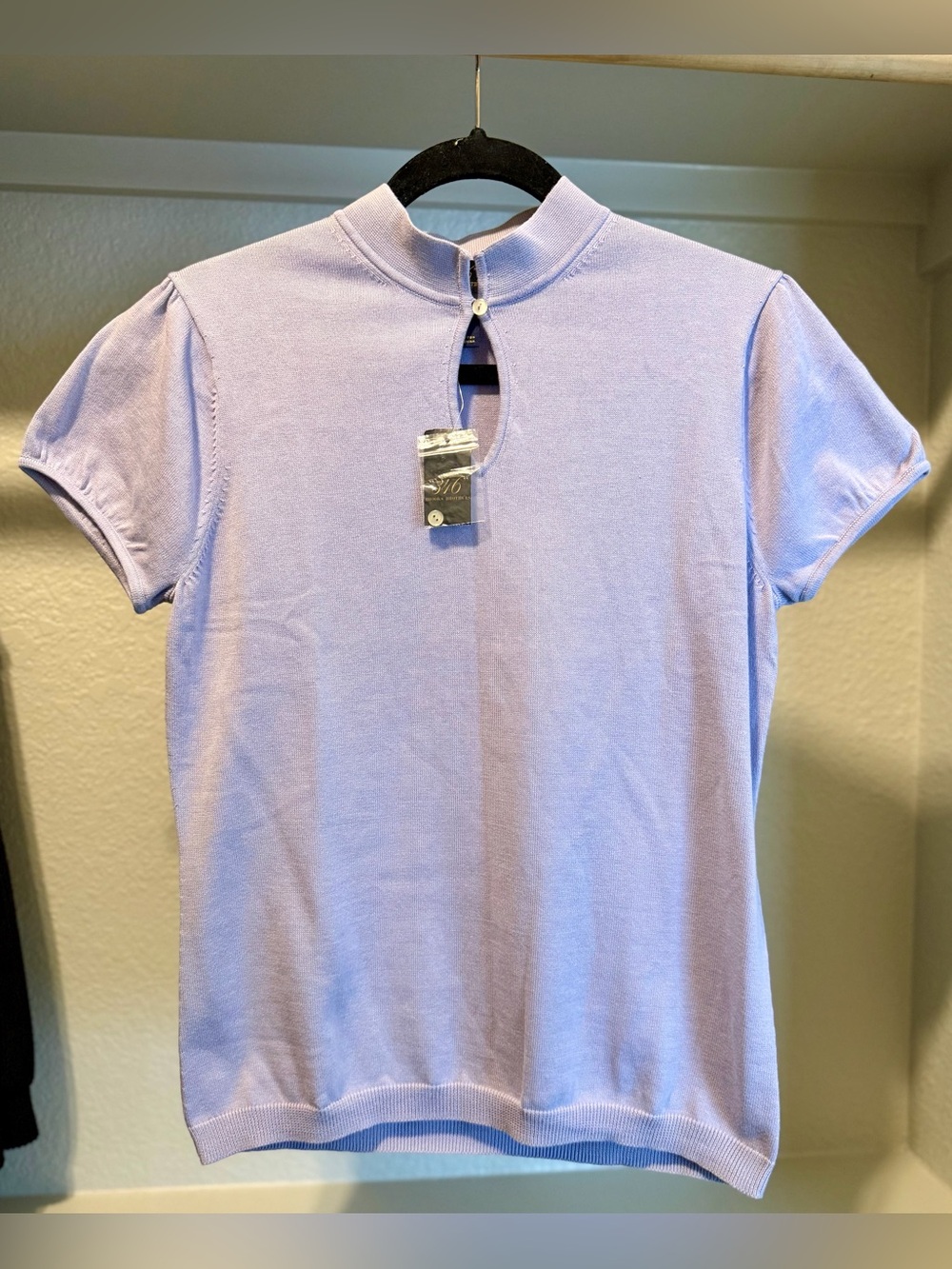 NWT Brooks Brothers 346 Lavender Mock Neck Knit Top – Size Large